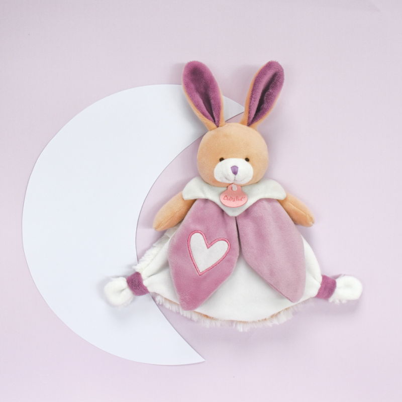  - les lumilunes - plat lapin rose violet blanc coeur 22 cm 